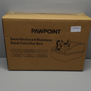 Large Stainless Steel Cat Litter Box, Enclosed Litter Box for Multiple Cats, Spacious and Easy to Maintain, Sturdy Metal Construction with Upper Cover, Litter Pad, Shovel and Footboard (Silver Gray)