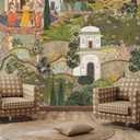 Toolhom Indian Lush Jaipur Garden Wallpaper Mural Vibrant Green Wallpaper for Bedroom Living Room TV Sofa Background Large Art Wall Mural(Not Self-Adhesive)