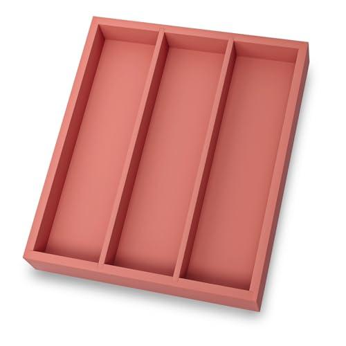Pack Of 2 Fibogollo Silverware Organizer Bamboo Kitchen Drawer Organizer, Flatware Organizer Tray for Kitchen, Flatware,  Utensils, Orange