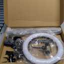 Tripod for iPhone with Light & Phone Holder - 10.5'' Ring Light with Stand - Second Arm with Overhead Phone Mount, Fast-Adjust Bamboo-Flex Stand & Remote for Content Creators, Video Recording (Black)