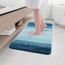 Arotive Microfiber Bathroom Rugs, Shaggy Soft and Absorbent Bath Rug, Non-Slip, Thick Plush Machine Washable Dry Bath Mats for Bathroom, Tub and Shower, 36x24, Peacock Blue, Rectangular