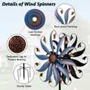 Wind Spinners Outdoor, Metal Kinetic Wind Spinner with Flower Design for Yard Garden Lawn Decorations, Dark Blue