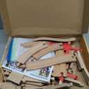 Wooden Train Tracks 60 Piece Set, Track Expansion Accessories for Toddlers 3-5 - 100% Compatible with All Major Brands Including Thomas & Brio Wooden Railway System