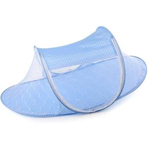 Foldable Nursery Crib Bed Cot Canopy Net Tent for Baby Breathable Soft Fabric Prevents Biting by Insects Folding Design (Blue)