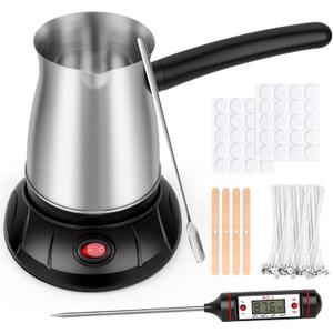 Aottom Wax Melter for Candle Making - Stainless Steel Candle Wax Melter Pot with Pouring Spout, DIY Candle Making Kit Supplies Included Wicks, Wick Stickers, Centering Device, Stirring Spoon, Small to Medium