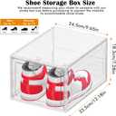 ARSTPEOE 12 Pack Upgrade Harder Shoe Organizer, Shoe Storage with Magnetic Front Door, Clear Shoe Boxes Foldable Space-Saving Shoe Rack for Sneaker Boot Container, White
