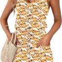 AUSELILY Womens Summer Dresses Sleeveless Spaghetti Strap Beach Cover up Drawstring Waist Mini Short Dress with Pockets (Orange, XL)