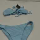 ZAFUL Women's Tie Back Padded High Cut Bralette Bikini Set Two Piece Swimsuit (Small, 1-light Blue)