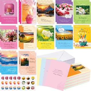 120 Pack Religious Christian Birthday Cards Bulk with Scripture Bible Verse 4.5 x 6.2 Inch Assorted Christian Blessing Greeting Card for Birthday with Envelopes and Stickers (Warm Style)