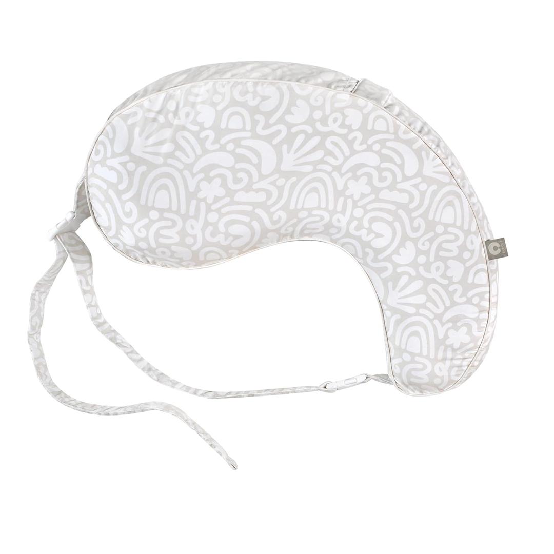 Boppy Uplift Nursing Pillow - Wedge Bottle & Breastfeeding Pillow to Reduce Spit-Up and Reflux Symptoms, with Body-Inclusive Opening and Belt, Baby Safety Alliance Verified - Cream Retro Squiggles