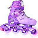 2PM SPORTS Inline Skates for Kids Boys Girls Ages 5-8 8-12 3-5 4-8 6-12 with Light Up Wheels, Adjustable Children's Roller Skates Blades for Toddler Beginner Youth Indoor Outdoor (Purple)
