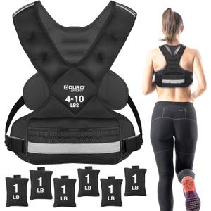 "Aduro Sport Adjustable Weighted Vest Workout Equipment, 4-10lbs Body Weight Vest for Men, Women, Kids"