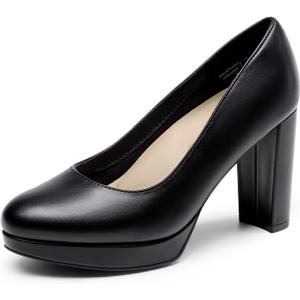 DREAM PAIRS Women's Pumps Closed Round Toe Chunky High Heels Platform Work Comfortable Dress Shoes for Women (8)
