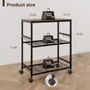 itchen Rolling Cart, 3-Tier Microwave Stand with Lockable Wheels, One-Piece Shelf, Kitchen Utility Storage Cart for Coffee Bar,Apartment, Dorm, Laundry Room, Office, 23.6" x 15.7" x 27.6", Brown