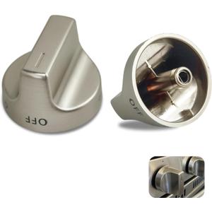 W11159630 Gas Stove Knobs, 2 Pack Silver Oven Knobs, Compatible with Whirlpool WFG525S0HS1 WFG525S0HV1 WFG525S0JS1 WFG525S0JS2 WFG550S0HZ0 WFG550S0HZ1 WFG550S0HZ2 Gas Range Knobs etc