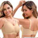Jelly Bras for Women Full Coverage Plus Size Tshirt Bra Back Fat Smoothing Wireless Brasieres, Beige, 3XL