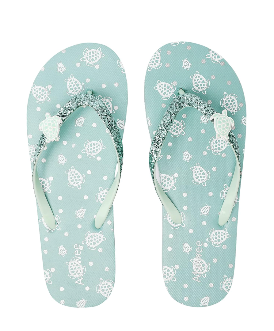 Ataiwee Girls Flip Flop Sandals - Little/Big Kids Slide Thong Beach Animal Fruit Printed Summer Water shoes.5.5