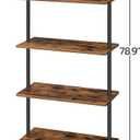HOOBRO DIY Ladder Shelf, 6-Tier Wall Mounted Bookshelf, Office Vertical Bookcase, Wooden Storage Shelves for Home Office, Bedroom, Rustic Brown and Black BF65CJ01