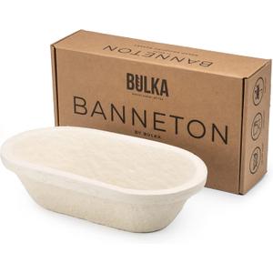 Bulka Small Oval 500g Banneton Bread Proofing Basket Pressed Wood Pulp Brotform - Plane Non-Stick Batard Sourdough Banneton Basket, Made in Germany.