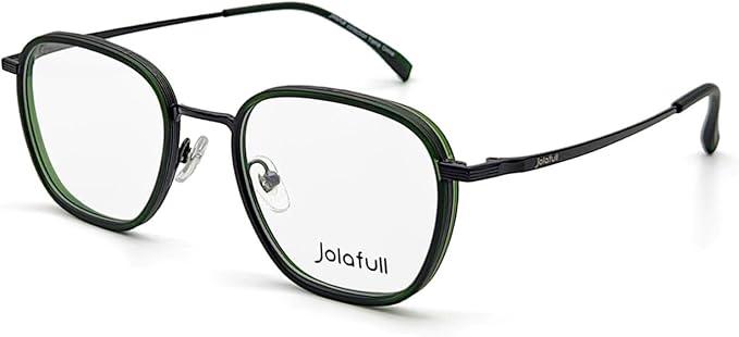 JF1808 Men's Eyewear Frames Square Prescription Eyeglass Frames Women 50 mm Dark Green/Black Glasses