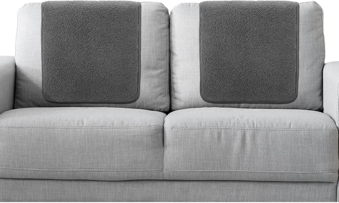 Frienda 2 Pieces Headrest Covers for Recliners Covers Sofa Headrest Protector Sherpa for Recliner Chair Couch Furniture Non Slip for Living Room (Dark Gray)
