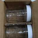 Regular Mouth Mason Jars 8 oz - (2 Pack) - Regular Mouth Half Pint 8-Ounces Mason Jars with White M.E.M Food Storage Plastic Lids - For Storage, Freezing - Leak Proof, Microwave & Diswasher Safe