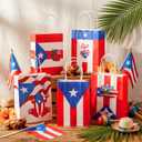 TaoBary 50 Pcs Puerto Rico Party Decorations Gift Bag with Handles Tropical Puerto Rican Flag Coqui Frog Souvenirs Gift Paper Bag Bulk for Patriotic Festival Birthday Party Supplies (Classic)