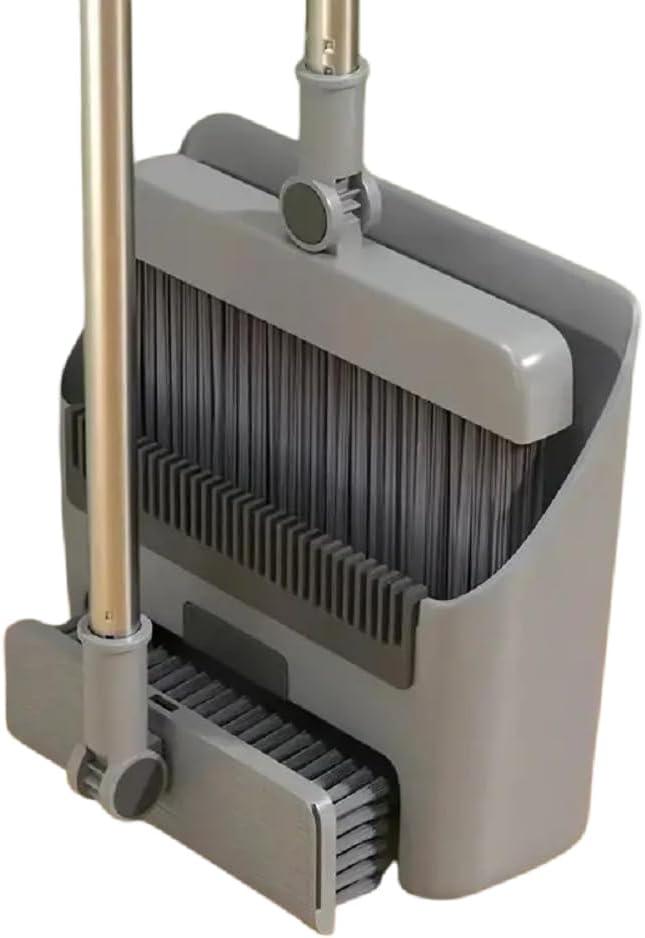 Broom with Dustpan Combo Set, 3 in 1 for Sweeping Indoor and Push Broom Outdoor with Dust Pan, 14.2 to 48.8 inch Adjustable Long Handle Broom and Dustpan Set (Light Grey) Broom with Dustpan Combo Set, 3 in 1 for Sweeping Indoor and Push Broom Outdoor with Dust Pan, 14.2 to 48.8 inch Adjustable Long Handle Broom and Dustpan Set (Light Grey)