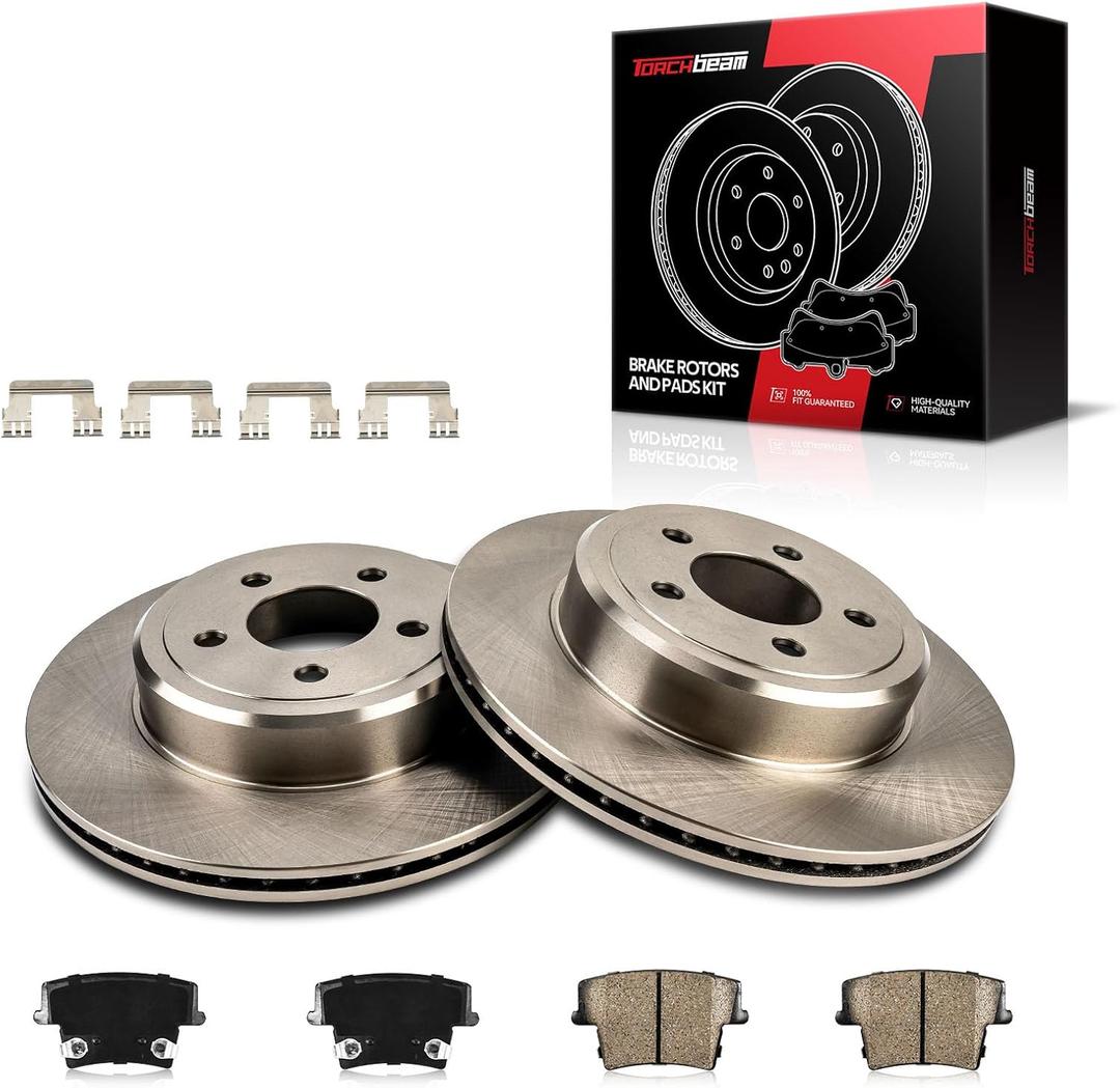 Torchbeam 12.59 inch (320mm) Rear Brake kit|Brake Pads and Rotors Kit Compatible with 2006-2020 Dodge Charger 3.5/3.6/5.7L,2009-2020 Challenger 5.7L,Disc Brake Rotors+Ceramic Pads Kit,6pcs,53024 D1057