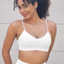 YEOREO CoreFlex Y Back Sports Bras for Women Workout Strappy Bra V Neck Padded Spaghetti Straps Gym Yoga Tops (White, Large)
