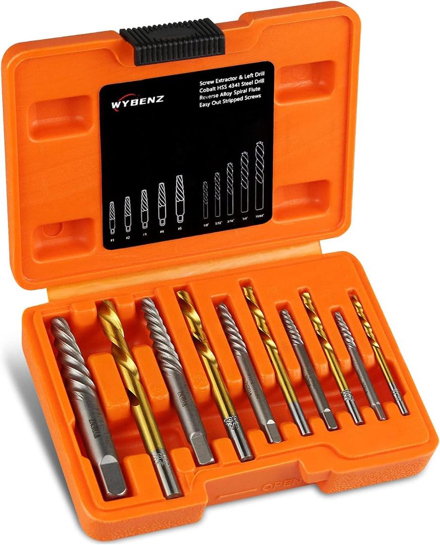 14Pcs Screw Extractor and Left Hand Drill Bits Set, Easy Out Screw Extractor Set, Broken Bolt Extractor Kit Bolt Remover, Reverse Cobalt HSS Steel Drill Bit for Remove Stripped Screws and Broken Bolts