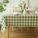 Waterproof Plaid Tablecloth Fabric - Oblong 52x70 Inch Classic Buffalo Tartan Table Cloth for Indoor/Outdoor Use - Washable Tabletop Cover for Dinner, BBQs, and Parties (Sage Green)