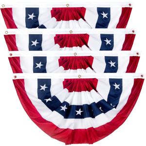 2 x 4 Ft American Bunting Flags Outdoor, US Flag Bunting for Outside, Patriotic Half Fan Bunting Flag with Brass Grommets for 4th of July Indoor Outdoor (Set of 4)