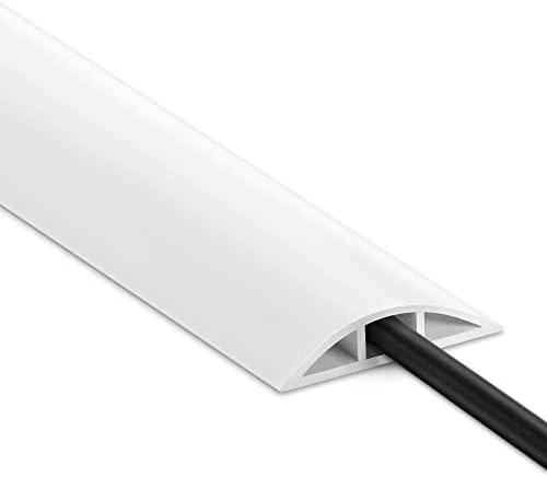 LZEOY Cable Cover Floor 6FT, White Floor Cord Cover, Single Cord Protector Extension Cord Covers for Floor, Floor Wire Covers for Cords - Floor Wire Cover Cord Cavity: 0.47" (W) x 0.24" (H)