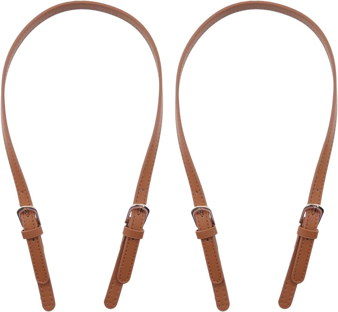 Semetall PU Leather Replacement 2 Pcs 67cm to 76cm Brown Replacement Purse Strap Leather Handles for Bags