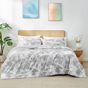 Cozy Bliss Cooling Comforter Set Twin Size, Double-Sided Cool Tech Cooling Blankets for Hot Sleepers and Night Sweats, Silk Smooth Summer Comforter with 1 Pillowcase, Tie-dye Gray