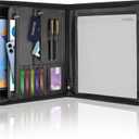 Leather Padfolio Portfolio Binder Organizer, with 25 Pages Notepad & 13" Tablet Sleeve, Professional Conference Meeting Business Zipper Folder for Letter Size A4 Legal Writing Pad Document Men Women (Black)
