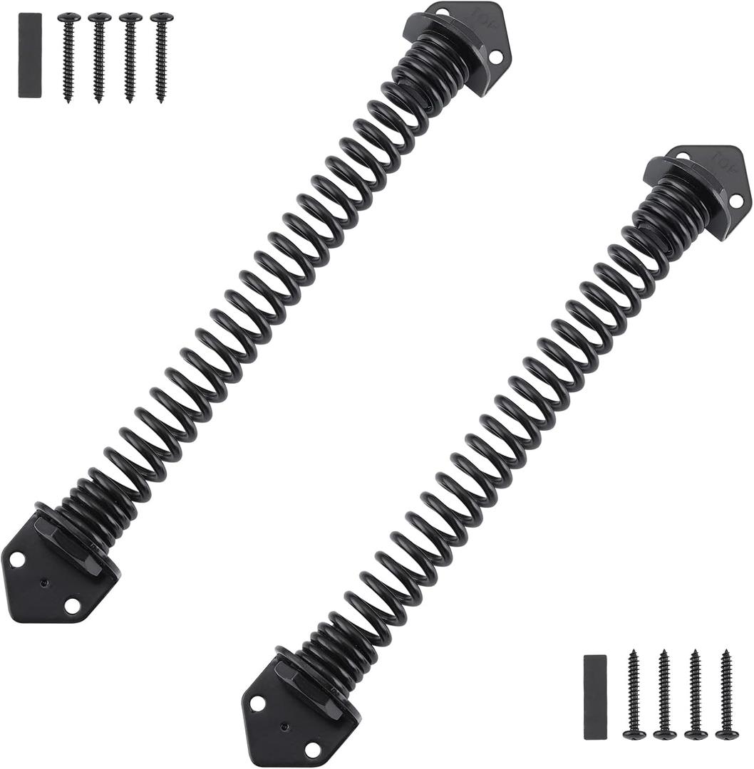 HOME MASTER HARDWARE 11" Gate Spring Self Closing Outdoor, Heavy Duty Gate Springs Black,Automatic Gate Closer for Wooden and Vinyl Fence, Adjustable Tension Door Springs to Close Door(Steel,2 Pack)