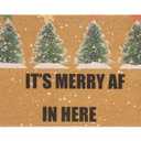 Winter Chirstmas Pine-Trees-Welcome-Doormat Outdoor-Entrance Faux-Coir Entryway-Rug Non-Slip Dirt-Trapping Indoor-Outside Porch 17x29 Inch