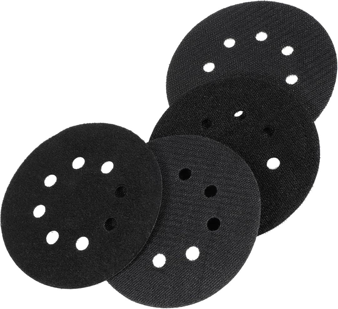 4 Pcs 5 inch 8 Hole Hook and Loop Pad Interface 5 Orbital Sander Pad for 5 inch Orbital Sander Multi Hole Pads Protector Extends The Backing pads Lifetime for Random Orbitals Sanders Pads