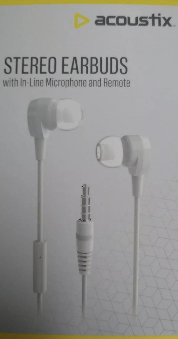 Acoustix Stereo Earbuds With In Line Mic And Remote