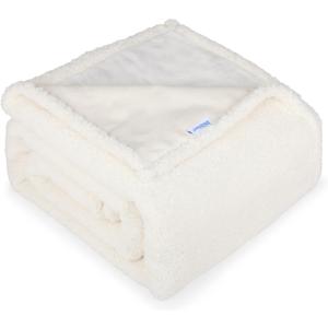 Waterproof Dog Blanket for Large Dogs - Reversible Washable Pet Blanket, Soft Sherpa Fleece Furniture Protector, Cat Throw Bed Couch, Cream,50"x60"