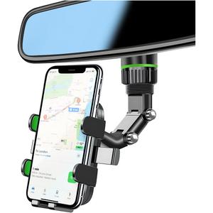 Rearview Mirror Phone Holder, 360 Rotatable and Retractable Car Phone Mount, Multifunctional Rear View Mirror Holder for All Cars, Adjustable Cell Phone Holder for All Smartphones