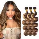 24 26 28 inch LadrXadr Ombre Brown Bundles Human Hair P427 Body Wave Bundles Honey Brown Bundle Human Hair 1BP427 Color