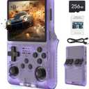 R40S PRO 30000 in 1 Handheld Game Console 3.5 inch IPS Screen Mini Retro Console 3800mAh Portable Pocket Arcade 45 simulators 256G TF Card (Purple)