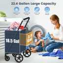 Folding Shopping Cart with Waterproof Bag, Grocery Cart with Encrypted Mesh Bottom, 23 Gal Double Basket & 360 Swivel Wheels, 260 Lbs Heavy Duty Shopping Carts for Groceries, Laundry
