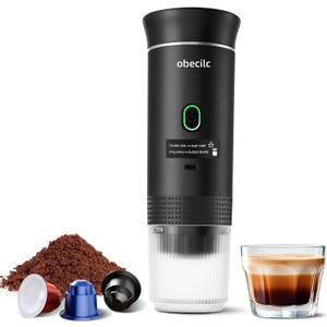 3 In 1 Portable Coffee Maker for Travel, 20 Bar Portable Espresso Machine with USB,Travel Coffee Maker Self-Heating, Compatible with Ground Coffee & Capsule for Hiking,Office,RVBlack