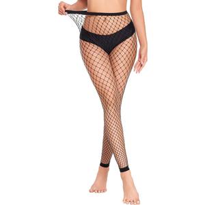 Fishnet Stockings Footless High Waist Fishnets Tights Pantyhose for Women, Black