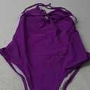 Ekouaer One Piece Swimsuits Women Bathing Suit V Neck Swimwear Tummy Control Monokini Cross Backless Swimming Suits (Small, A-purple)