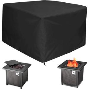 DONSIQIZZ 30 Inch Square Fire Pit Cover for 28-30 Inch Fire Pit Tables, 600D Heavy Duty Waterproof 31 x 31 x 25 Inches Patio Propane Gas Firepit Cover Square Outdoor, Black